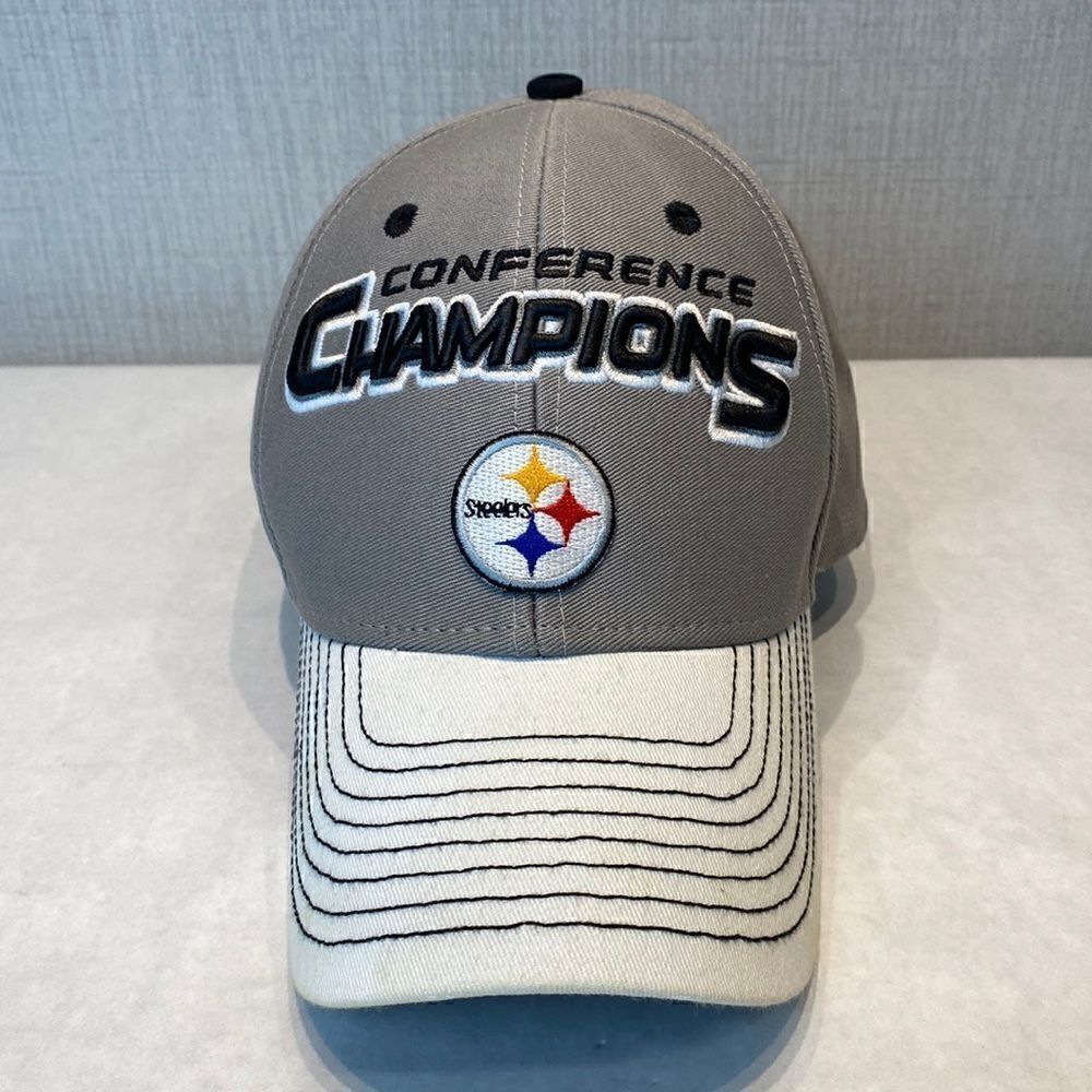 Pittsburgh Steelers Conferece Champions Hat Ball Cap Gray Adjustable NFL Apparel
